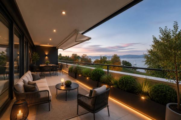 Appartement de 4,5 pièces de standing. Vue sur lac et grand balcon couvert de 76m2.