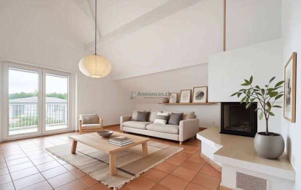 Attique de 5.5 pièces avec de belles hauteurs sous plafond et jardin