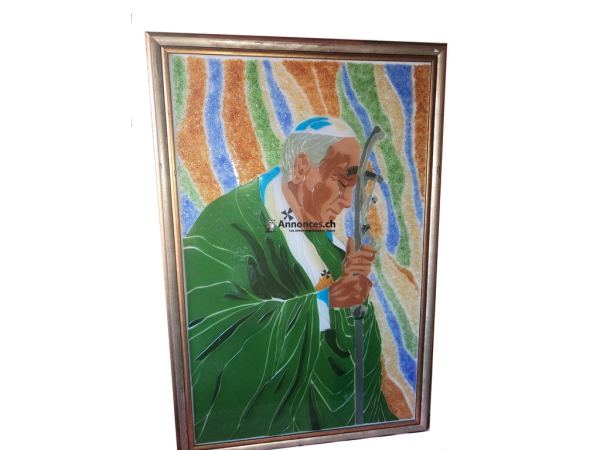 Vitrail d'Art : "Saint Jean-Paul II" par Maître Verrier Daniel Dechambenoy